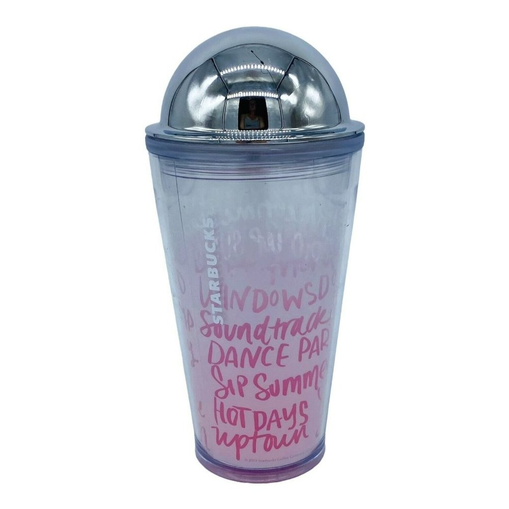 2014 Starbucks Frappuccino‎ Lover Pink Frosted Tumbler Silver Domed Lid 16 oz